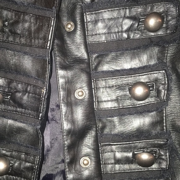 Size Junior L Black Vegan Leather Jacket - Picture 3 of 6